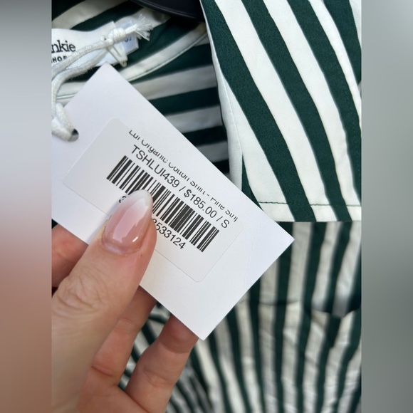 The Frankie Shop Lui Organic Cotton Shirt in pine stripe New with Tags! - Picture 5 of 7
